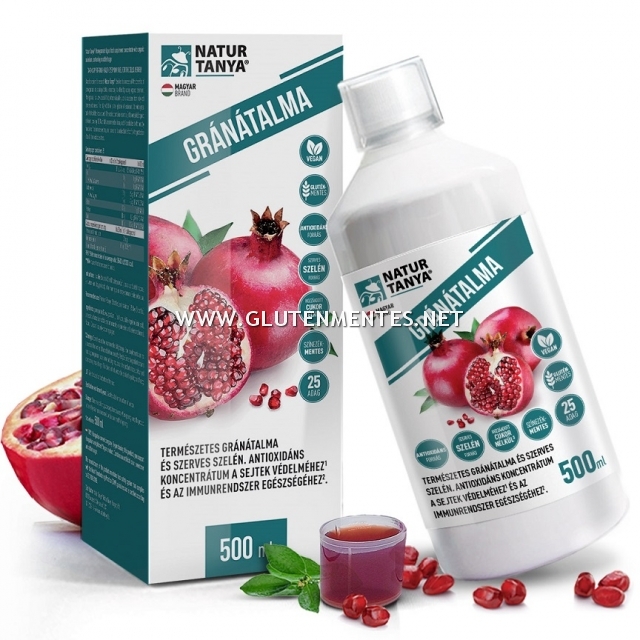 Natur Tanya® - Gránátalma étrend-kiegészítő folyadék koncentrátum, szerves szelénnel, hozzáadott cukor nélkül 500 ml