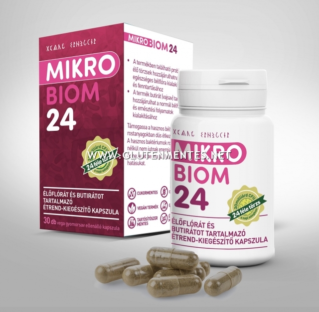 MikroBiom 24 élőflórás étrend-kiegészítő kapszula - Bélflóra támogatás! 30 db